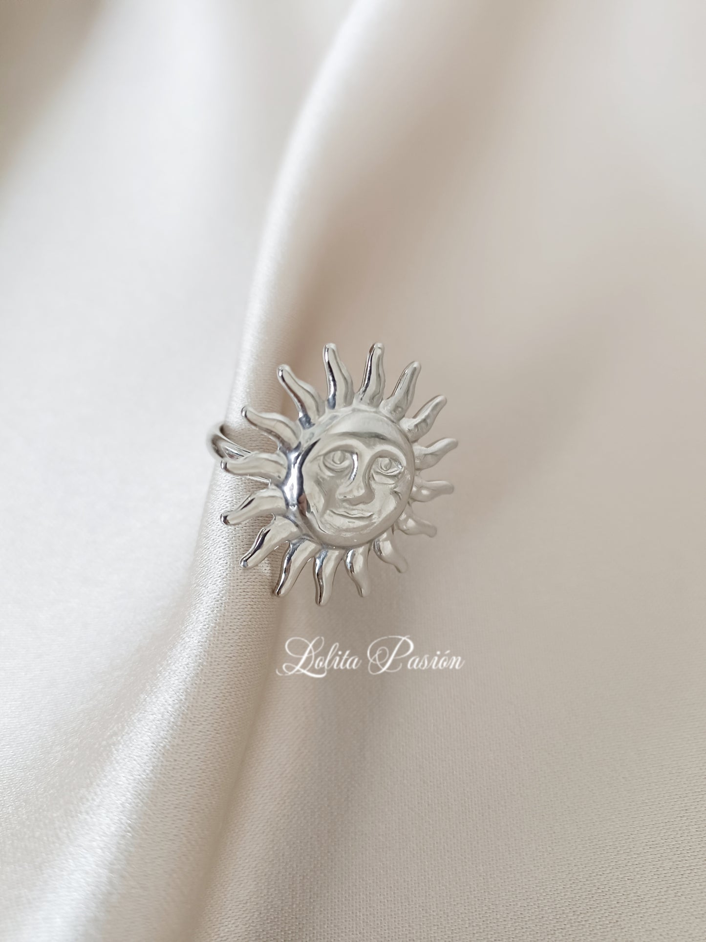 Anillo sol plateado ajustable