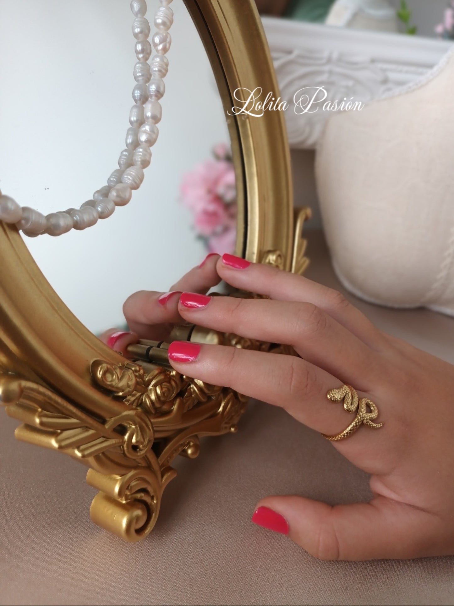 Anillo serpiente bañado en Oro 18K, ajustable