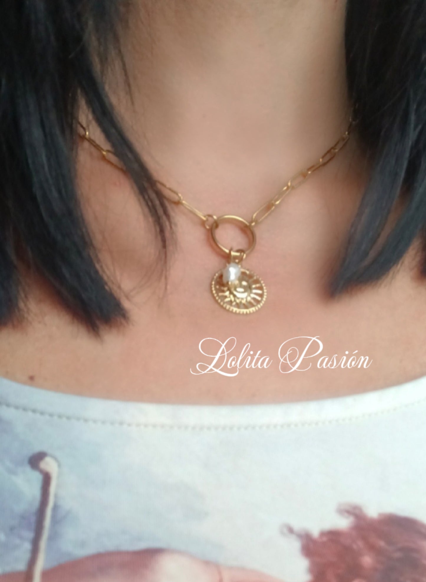Collar sol perla natural