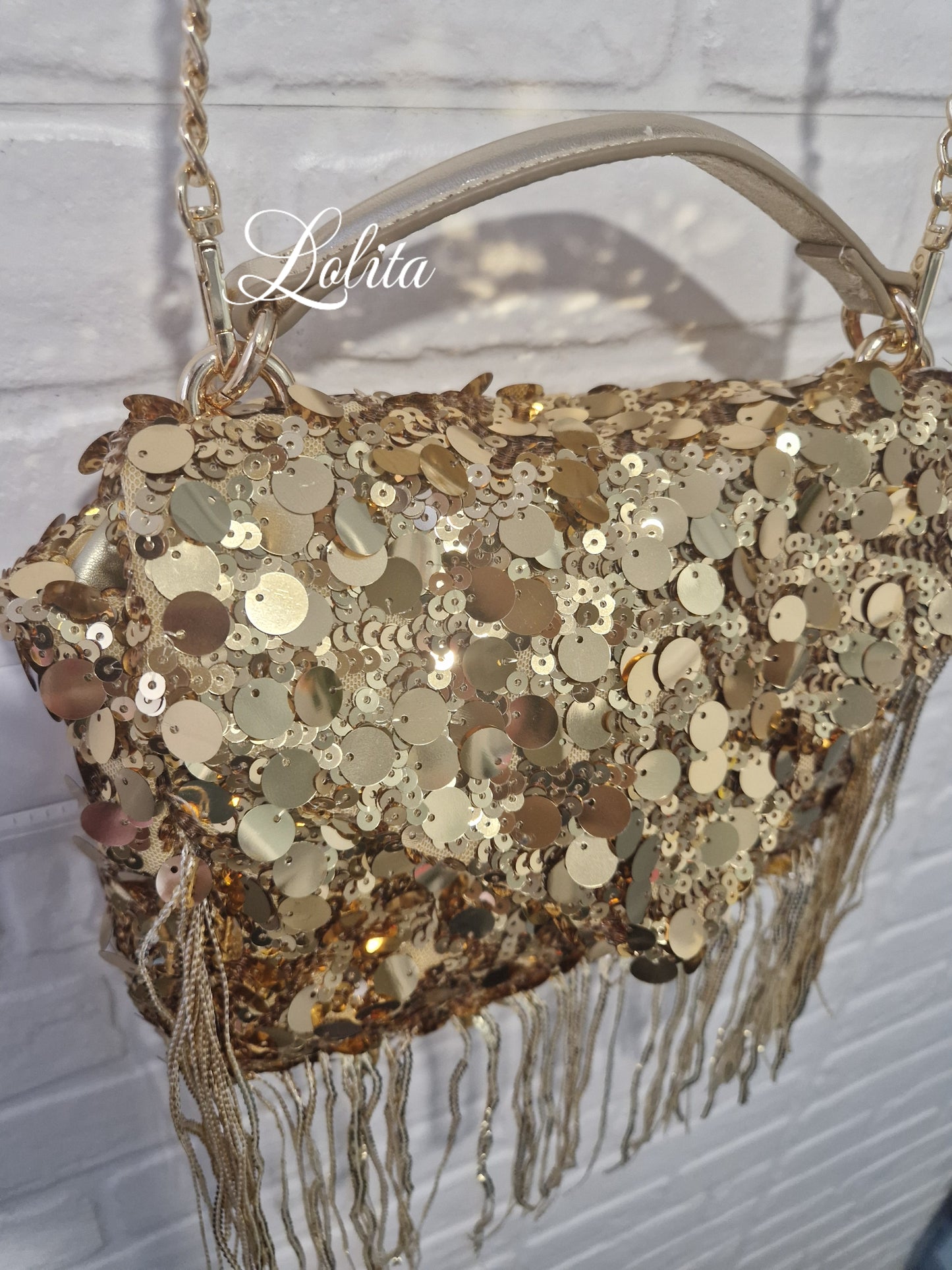 Bolso dorado lentejuelas