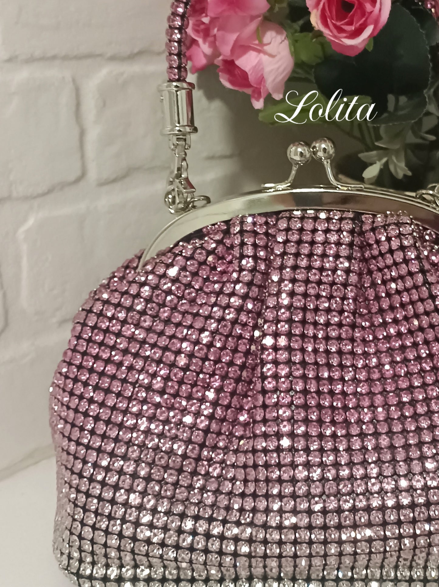 Bolso piedras rosas