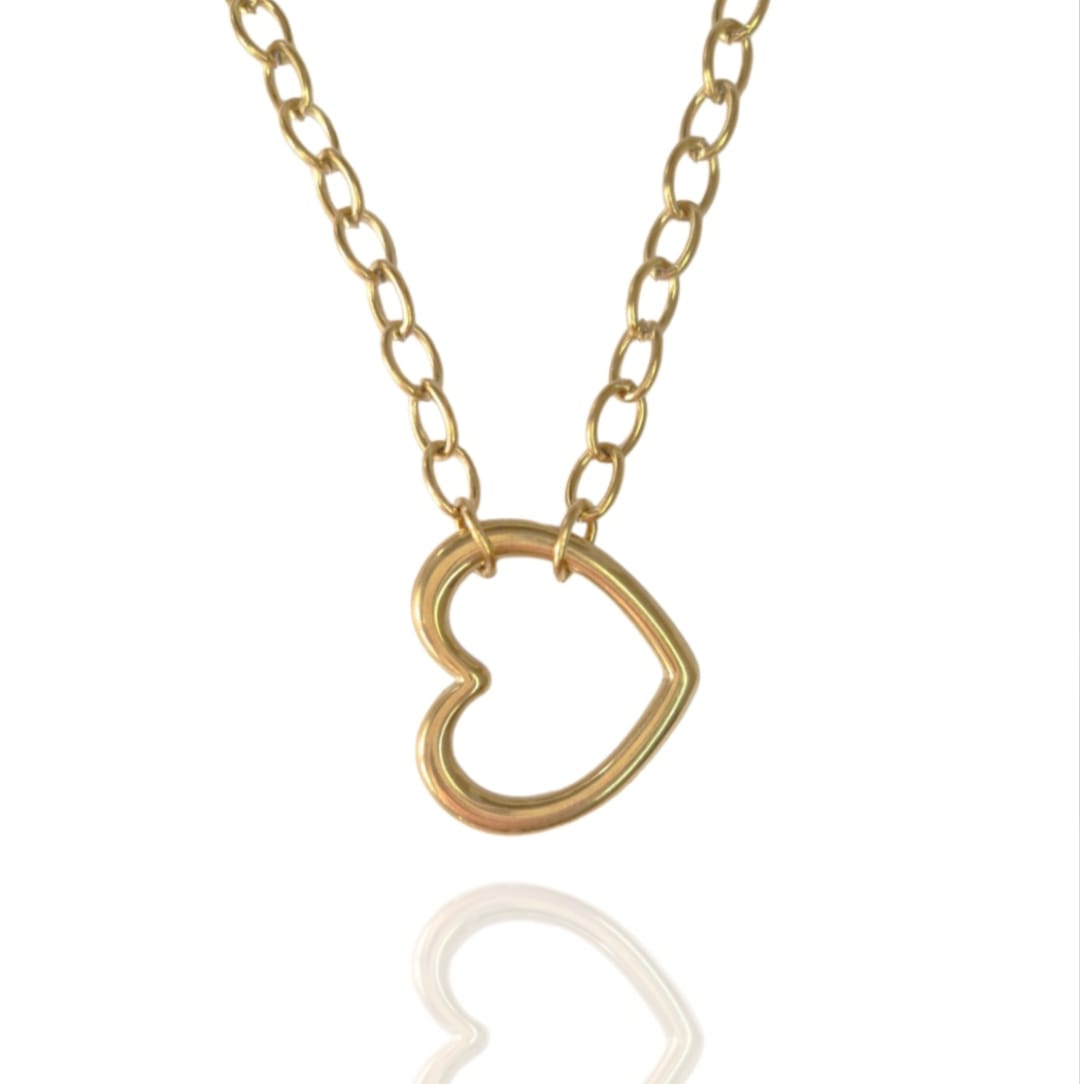 Collar corazón acero dorado
