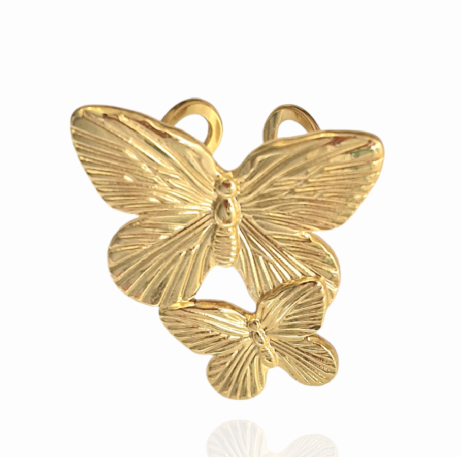 Anillo mariposas acero dorado ajustable