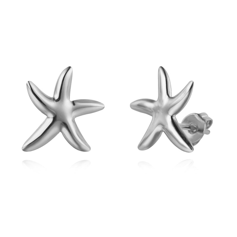 Pendientes estrella de mar plateados