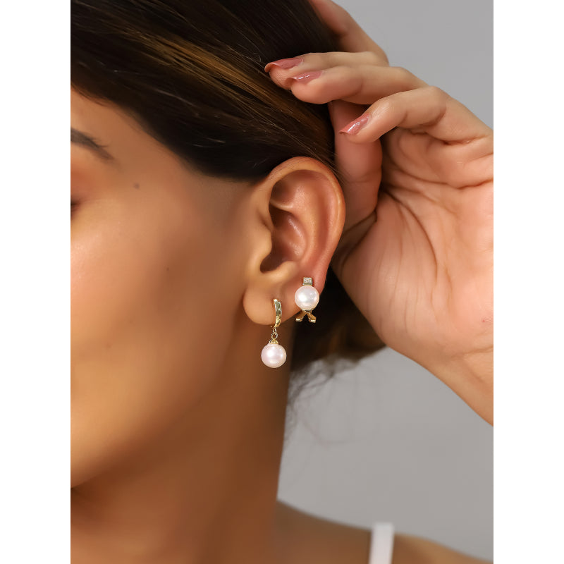 Pendientes novia perla natural aro