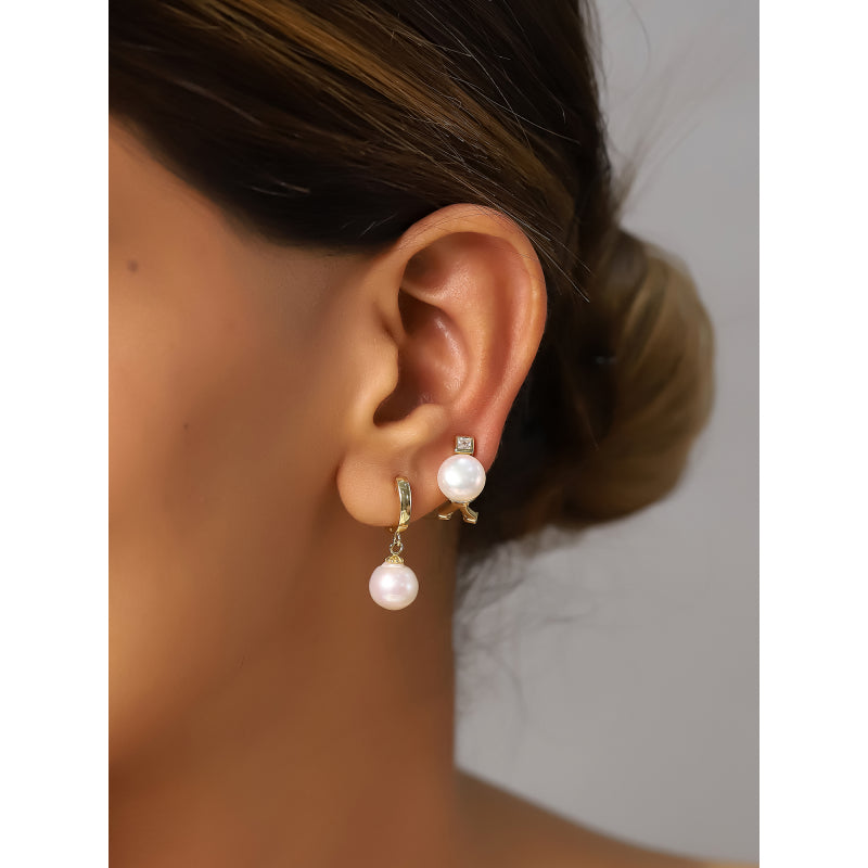 Pendientes novia perla natural aro