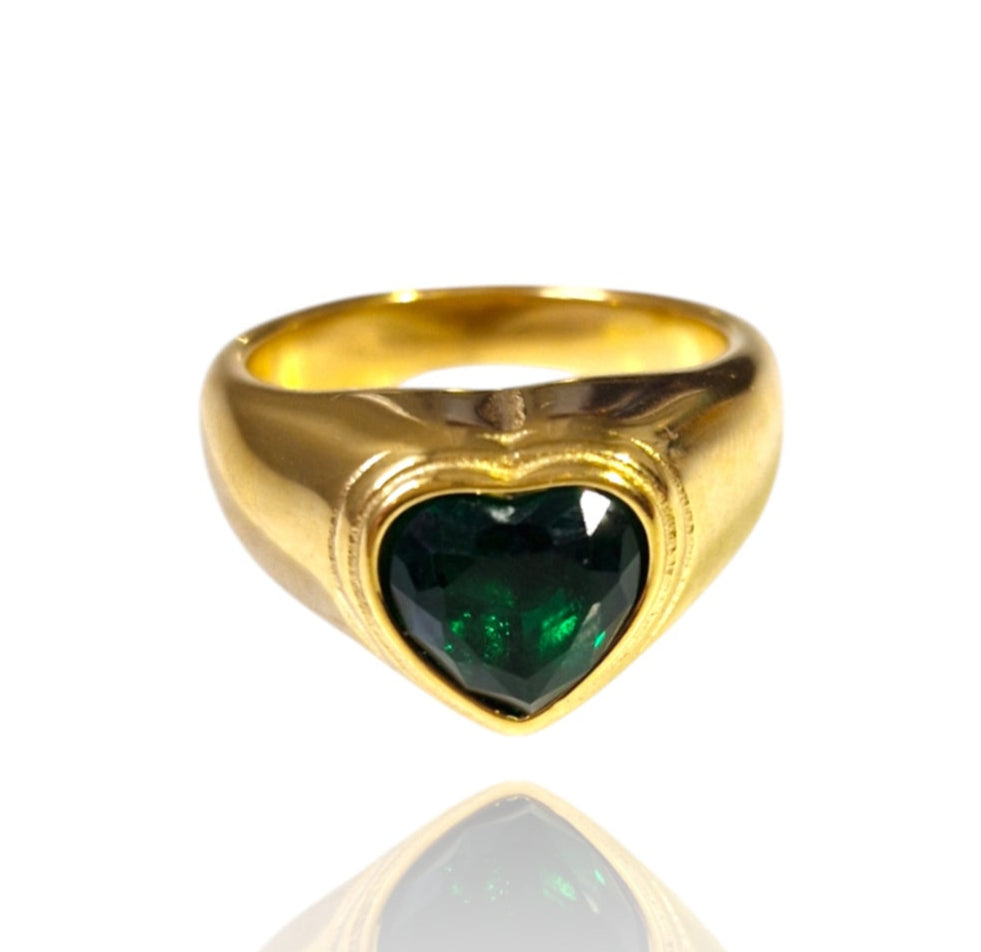 ANILLO CORAZÓN VERDE