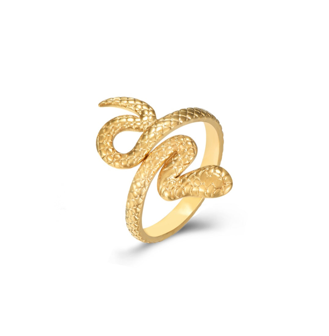 Anillo serpiente bañado en Oro 18K, ajustable