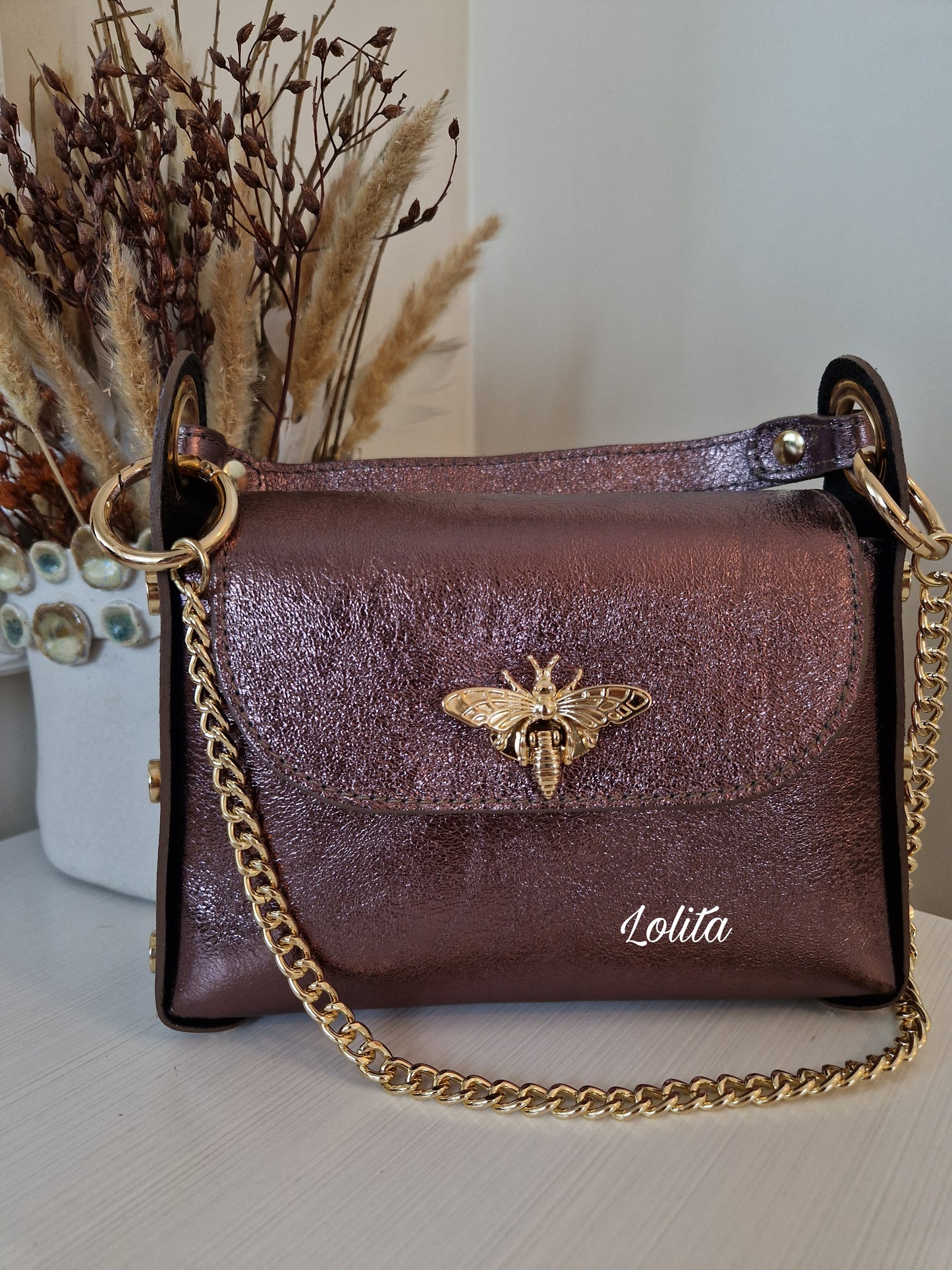 BOLSO ABEJA BERENJENA
