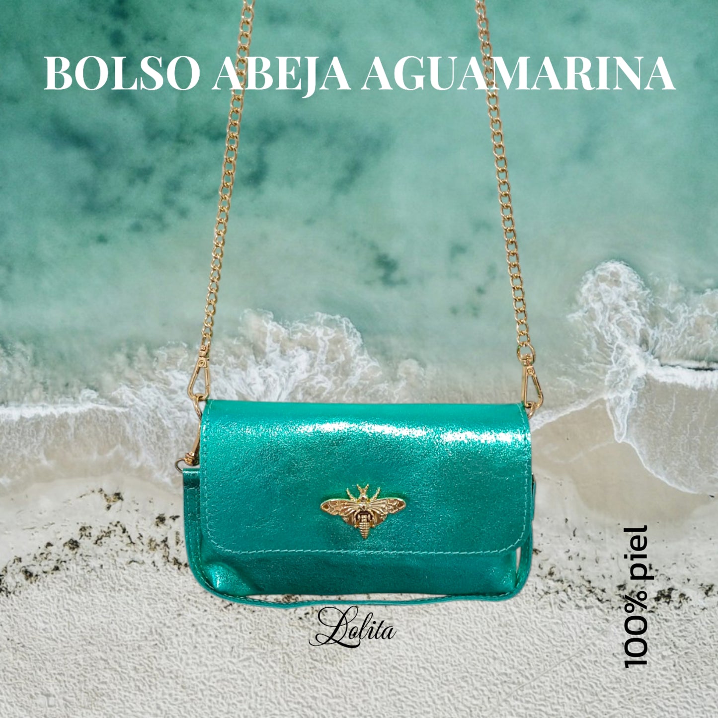 BOLSO ABEJA AGUAMARINA