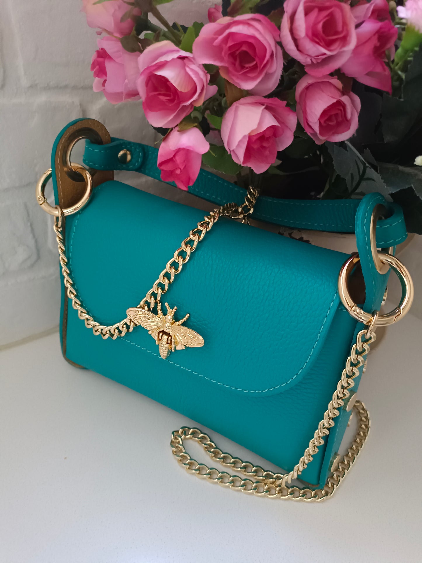 BOLSO ABEJA TURQUESA