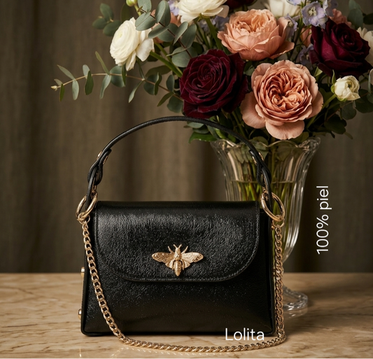 BOLSO ABEJA NEGRO SATINADO