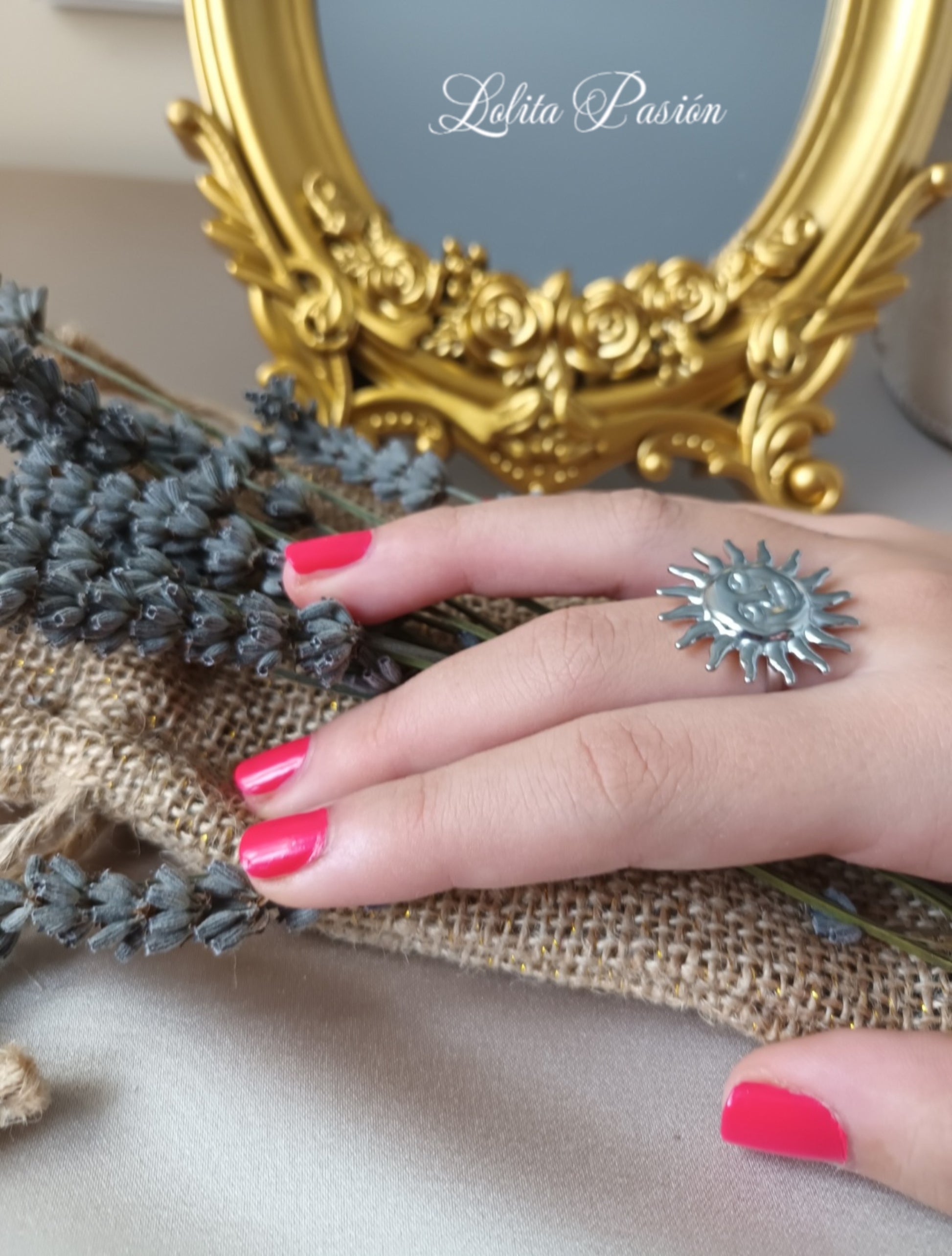 Anillo sol plateado ajustable