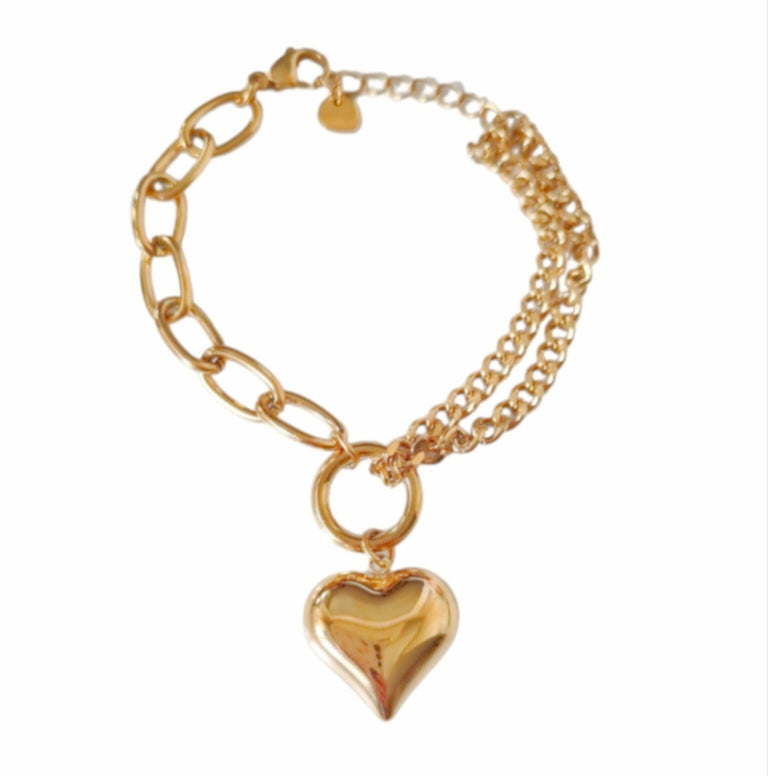 Pulsera corazón dorado