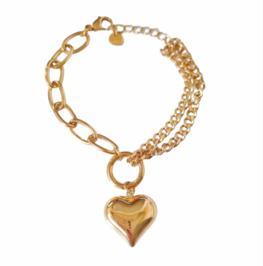 Pulsera corazón dorado