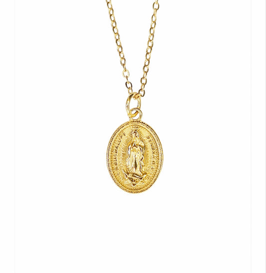 Collar medalla virgen dorado