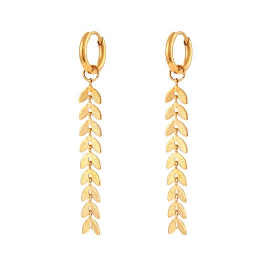 Pendientes hojas dorados