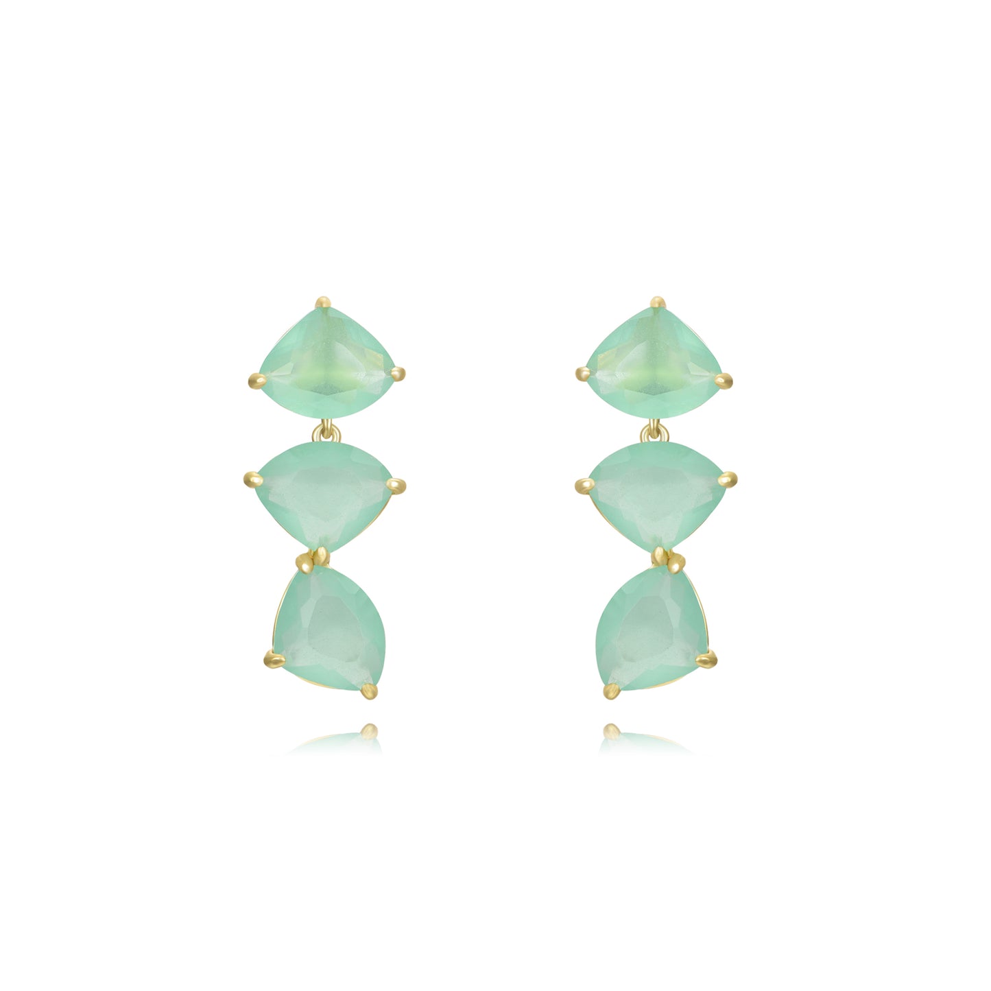Pendientes plata bañado en Oro calcedonia