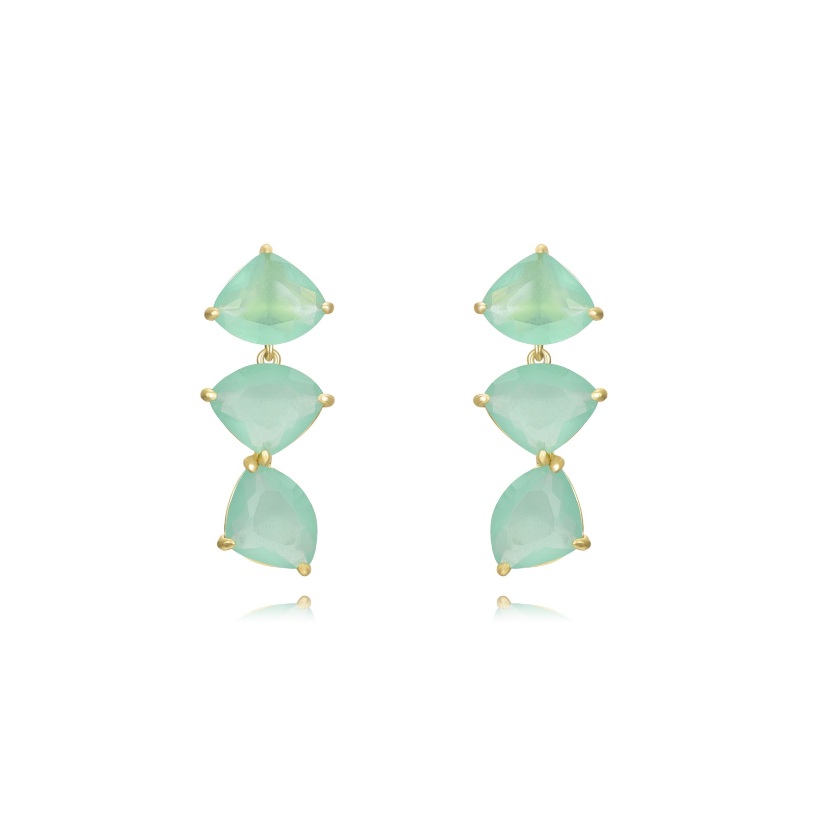 Pendientes plata bañado en Oro calcedonia