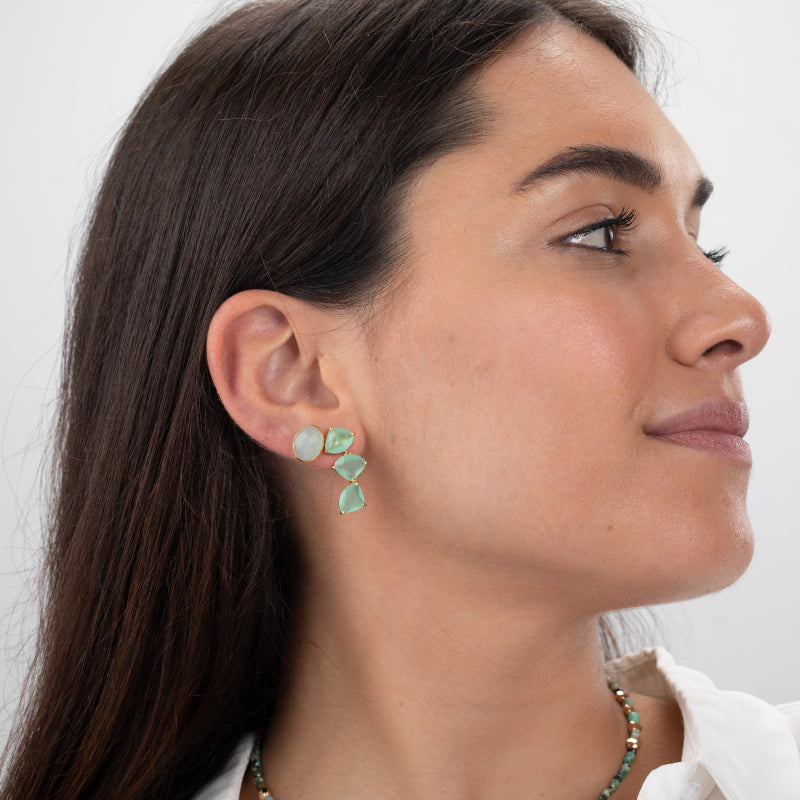 Pendientes plata bañado en Oro calcedonia