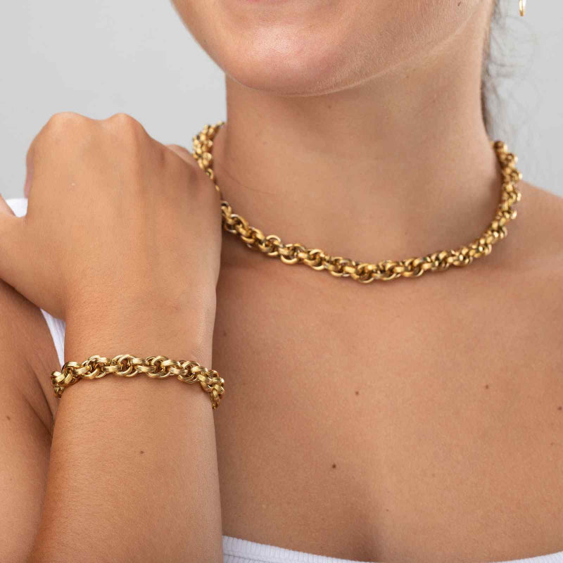 collar nudos choker dorado