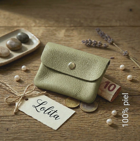 MONEDERO PIEL VERDE OLIVA