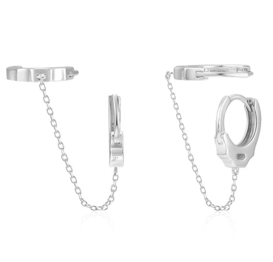 Pendientes esposas plateados