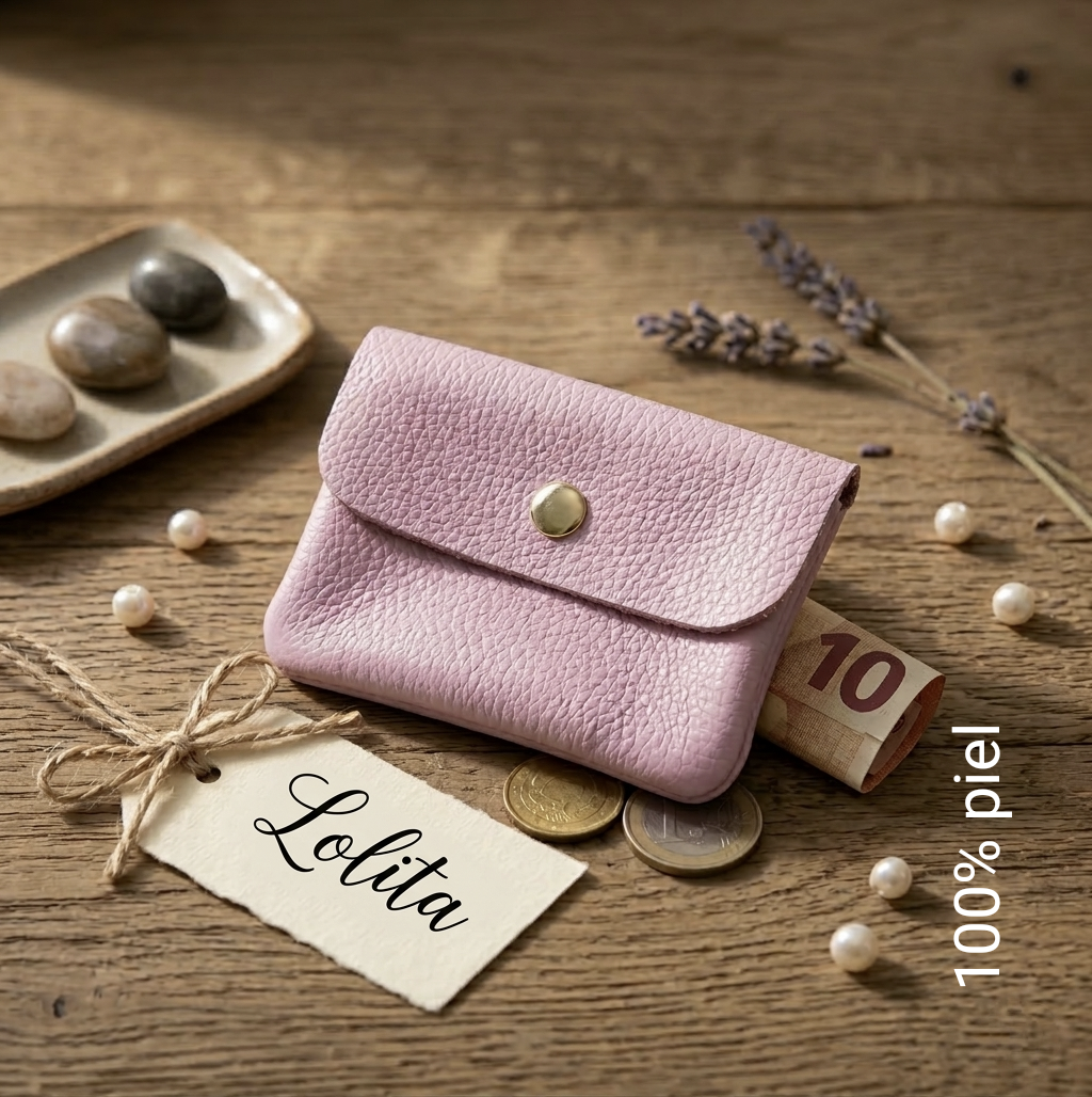 MONEDERO PIEL ROSA