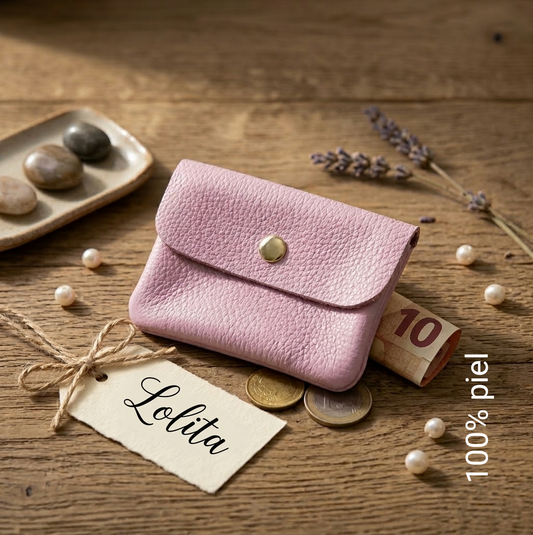 MONEDERO PIEL ROSA